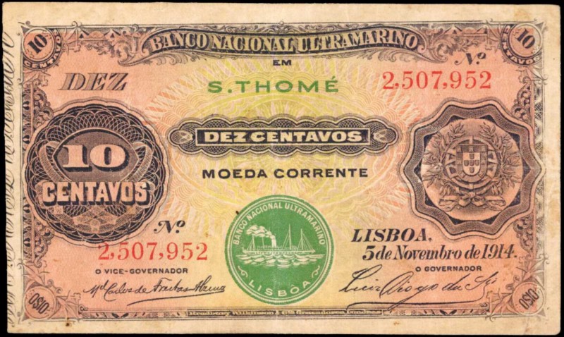 SAINT THOMAS & PRINCE

SAINT THOMAS & PRINCE. Banco Nacional Ultramarino. 10 C...