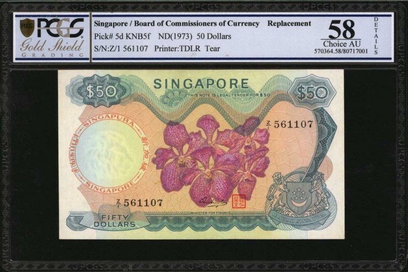 SINGAPORE

SINGAPORE. Board of Commissioners of Currency. 50 Dollars, ND (1973...