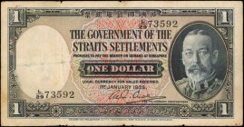STRAITS SETTLEMENTS

STRAITS SETTLEMENTS. Government of the Straits Settlements. 1 Dollar, 1935. P-16b. Very Fine.

KGV at right with watermark at...
