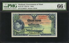 THAILAND

THAILAND. Government of Siam. 1 Baht, 1935-38. P-26. PMG Gem Uncirculated 66 EPQ.

Printed by TDLR. Vivid inks stand out on this 1 Baht ...
