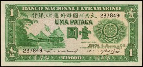 TIMOR

TIMOR. Banco Nacional Ultramarino. 1 Pataca, 1945. P-16(2). About Uncirculated.

Dark green ink is found on this 1 Pataca note.

Estimate...