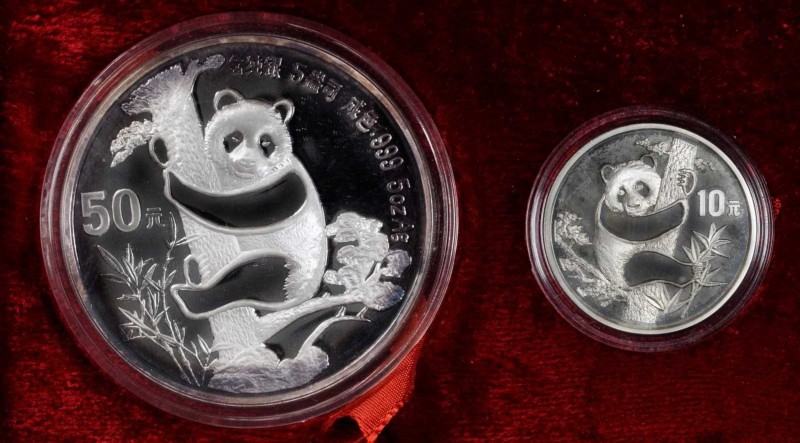 Pandas Issues

CHINA. Duo of Silver 50 & 10 Yuan (2 Pieces), 1987. Panda Serie...