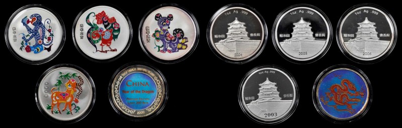 Lunar Issues

CHINA. Quintet of 1 Ounce Silver Colorized Medals (5 Pieces), 20...