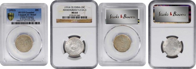 China Mixed Lots

(t) CHINA. Duo of 20 Cents (2 Pieces), 1914-22. Both NGC or ...