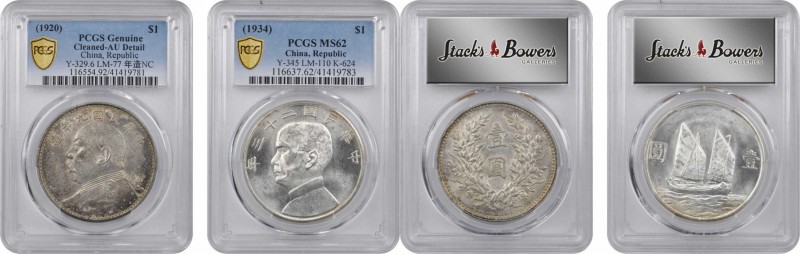 China Mixed Lots

(t) CHINA. Duo of Dollars (2 Pieces), 1920-34. Both PCGS Gol...