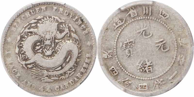 Szechuen

(t) CHINA. Szechuan. 1 Mace 4.4 Candareens (20 Cents), ND (1898-1908...