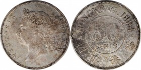 HONG KONG

(t) HONG KONG. 50 Cents, 1894. London Mint. Victoria. PCGS Genuine--Cleaned, AU Details Gold Shield.

KM-9.1; Mars-C34. A decently stru...