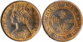 HONG KONG

(t) HONG KONG. Cent, 1900-H. Heaton Mint. Victoria. PCGS MS-64 Red Brown Gold Shield.

KM-4.3; Mars-C3. A nicely struck example offerin...