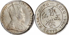 HONG KONG

(t) HONG KONG. 5 Cents, 1904. London Mint. PCGS MS-65 Gold Shield.

KM-12; Prid-152. A lovely little lustrous Gem with light gray tonin...