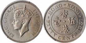 HONG KONG

HONG KONG. 50 Cents, 1951. London Mint. PCGS MS-64 Gold Shield.

KM-27.1. A nicely struck coin with smooth gun metal toning throughout....
