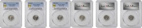 HONG KONG

HONG KONG. Trio of 5 Cents (3 Pieces), 1937-39. All PCGS Gold Shield Certified.

1) 1937. MS-63. KM-20. 2) 1939-H. Heaton Mint. MS-64. ...