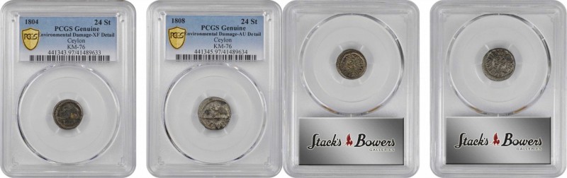 CEYLON

CEYLON. Duo of 24 Stivers (2 Pieces), 1804 & 1808. Both PCGS Gold Shie...