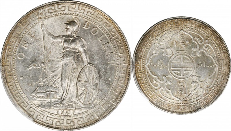 Edward VII to current (since 1902)

GREAT BRITAIN. Trade Dollar, 1907-B. Bomba...