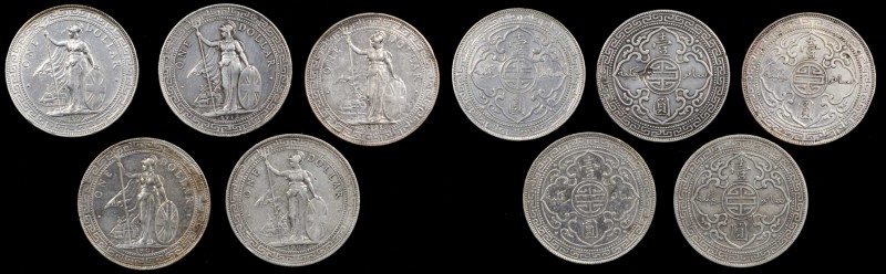 Edward VII to current (since 1902)

GREAT BRITAIN. Quintet of Trade Dollars (5...