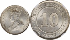 STRAITS SETTLEMENTS

STRAITS SETTLEMENTS. 10 Cents, 1927. London Mint. NGC MS-64+.

KM-29b. A fully lustrous and untoned coin with enticing eye ap...