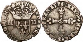 Henryk III of France
POLSKA/ POLAND/ POLEN / POLOGNE / POLSKO

Henryk Walezy. 1/4 ecu 1585, Bayonne? 

Wariant z tytulaturą króla po stronie za k...