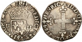 Henryk III of France
POLSKA/ POLAND/ POLEN / POLOGNE / POLSKO

Henryk Walezy. 1/4 ecu 1584 L, Bayonne 

Wariant z tytulaturą króla po stronie za ...