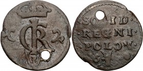 John II Casimir 
POLSKA/ POLAND/ POLEN / POLOGNE / POLSKO

Jan II Kazimierz. Szelag (Shilling) miedziany 1650, Wschowa - RARE 

Rzadki typ monety...