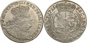 Augustus III the Sas 
POLSKA/POLAND/POLEN/SACHSEN/FRIEDRICH AUGUST II

August III Sas. Szostak - 6 groszy (Groschen) 1755 Leipzig 

Wariant z bul...