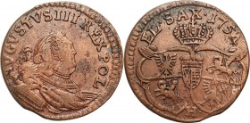 Augustus III the Sas 
POLSKA/POLAND/POLEN/SACHSEN/FRIEDRICH AUGUST II

August III Sas. Grosz (Groschen) 1754 H, Gubin 

Ładny egzemplarz z delika...