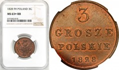 Poland XIX century / Russia 
POLSKA / POLAND / POLEN / RUSSIA / RUSSLAND / РОССИЯ

Polska XIX w./Rosja. 3 grosze 1828 FH, Warszawa NGC MS63+ RB (MA...