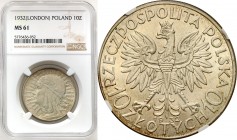 Poland II Republic
POLSKA / POLAND / POLEN / POLOGNE / POLSKO

II RP. 10 zlotych 1932 głowa kobiety (bez znaku) NGC MS61 

Połysk menniczy, kolor...