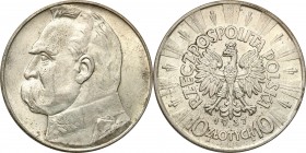 Poland II Republic
POLSKA / POLAND / POLEN / POLOGNE / POLSKO

II RP. 10 zlotych 1937 Pilsudski 

Bardzo ładnie zachowana moneta. Delikatna patyn...