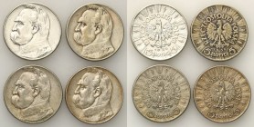 Poland II Republic
POLSKA / POLAND / POLEN / POLOGNE / POLSKO

II RP. 5 zlotych 1934, 1938 Pilsudski, set 4 coins - RARE 

Rzadsze roczniki. Zest...