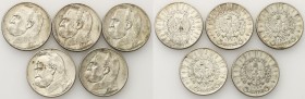 Poland II Republic
POLSKA / POLAND / POLEN / POLOGNE / POLSKO

II RP. 5 zlotych 1934-1935 Pilsudski, set 5 coins 

Monety w różnym stanie zachowa...