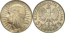 Poland II Republic
POLSKA / POLAND / POLEN / POLOGNE / POLSKO

II RP. 5 zlotych 1933 głowa kobiety 

Ładnie zachowane.Moneta w slabie PCG.Parchim...