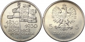 Poland II Republic
POLSKA / POLAND / POLEN / POLOGNE / POLSKO

II RP. 5 zlotych 1930 Sztandar 

Dobrze zachowane szczegóły, ale moneta czyszczona...