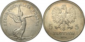 Poland II Republic
POLSKA / POLAND / POLEN / POLOGNE / POLSKO

II RP. 5 zlotych 1928 Nike ze znakiem mennicy 

Resztki połysku, ryski w polu.Egze...
