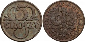 Poland II Republic
POLSKA / POLAND / POLEN / POLOGNE / POLSKO

II RP 5 groszy 1938 

Pięknie zachowane. Kolorowa patyna.Parchimowicz 103j

Deta...