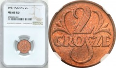 Poland II Republic
POLSKA / POLAND / POLEN / POLOGNE / POLSKO

II RP. 2 grosze 1937 NGC MS65 RD - BEAUTIFUL 

Egzemplarz z pięknym blaskiem menni...