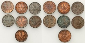 Poland II Republic
POLSKA / POLAND / POLEN / POLOGNE / POLSKO

II RP. Grosz 1928-1939, set 7 coins - VERY NICE 

Ładne, pięknie spatynowane, menn...