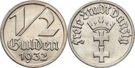 Danzig 
POLSKA / POLAND / POLEN / DANZIG / WOLNE MIASTO GDANSK

Wolne Miasto Gdańsk/Danzig. 1/2 Gulden 1932 

Pięknie zachowana moneta. Połysk.Fi...