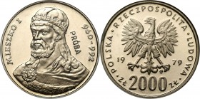 Nickel Probe Coins
POLSKA / POLAND / POLEN / PATTERN

PRL. PROBE / SPECIMEN Nickel 2000 zlotych 1979 - Mieszko I - popiersie 

Piękny, wyselekcjo...