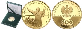 Polish Gold Coins since 1990
POLSKA / POLAND / POLEN / GOLD / ZLOTO

III RP. 200 zlotych 1998 John Paul II 20 lat Pontyfikatu 

Idealnie zachowan...