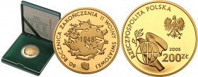 Polish Gold Coins since 1990
POLSKA / POLAND / POLEN / GOLD / ZLOTO

III RP. 200 zlotych 2005 Zakończenie II Wojny Światowej 

Idealnie zachowany...