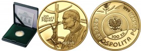 Polish Gold Coins since 1990
POLSKA / POLAND / POLEN / GOLD / ZLOTO

III RP. 100 zlotych 1999 John Paul II Papież Pielgrzym 

Idealnie zachowany ...