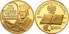 Polish Gold Coins since 1990
POLSKA / POLAND / POLEN / GOLD / ZLOTO

III RP 100 zlotych 2006 Statut Łaskiego 

Idealnie zachowany menniczy egzemp...