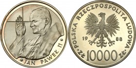 Coins Poland People Republic (PRL)
POLSKA / POLAND/ POLEN / POLOGNE / POLSKO

PRL. 10.000 zlotych 1988 John Paul II - cienki krzyż 

Piękny egzem...