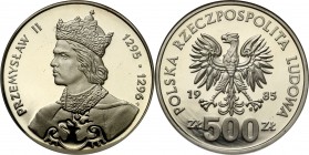 Coins Poland People Republic (PRL)
POLSKA / POLAND/ POLEN / POLOGNE / POLSKO

PRL. 500 zlotych 1985 Przemysław II 

Menniczy egzemplarz. Moneta w...