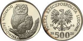 Coins Poland People Republic (PRL)
POLSKA / POLAND/ POLEN / POLOGNE / POLSKO

PRL. 500 zlotych 1986 Sowa z młodymi 

Menniczy egzemplarz. Moneta ...
