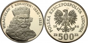 Coins Poland People Republic (PRL)
POLSKA / POLAND/ POLEN / POLOGNE / POLSKO

PRL. 500 zlotych 1986 Łokietek - popiersie 

Menniczy egzemplarz. M...
