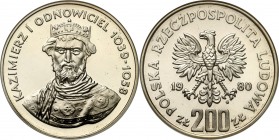 Coins Poland People Republic (PRL)
POLSKA / POLAND/ POLEN / POLOGNE / POLSKO

PRL. 200 zlotych 1980 Odnowiciel 

Menniczy egzemplarz. Moneta w sl...