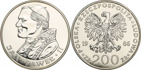 Coins Poland People Republic (PRL)
POLSKA / POLAND/ POLEN / POLOGNE / POLSKO

PRL. 200 zlotych 1986 Pope John Paul III stempel zwykły - RARE, nakła...