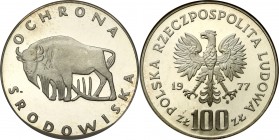 Coins Poland People Republic (PRL)
POLSKA / POLAND/ POLEN / POLOGNE / POLSKO

PRL. 100 zlotych 1977 Żubr 

Menniczy egzemplarz. Moneta w slabie P...