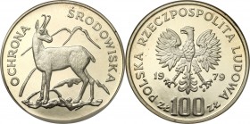 Coins Poland People Republic (PRL)
POLSKA / POLAND/ POLEN / POLOGNE / POLSKO

PRL. 100 zlotych 1979 Kozica 

Menniczy egzemplarz. Moneta w slabie...