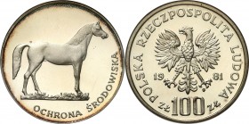 Coins Poland People Republic (PRL)
POLSKA / POLAND/ POLEN / POLOGNE / POLSKO

PRL. 100 zlotych 1981 Koń 

Menniczy egzemplarz. Moneta w slabie PC...